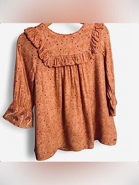 Chloé Baby Girl Pink Paisley Ruffle Dress Long Sleeve 12M